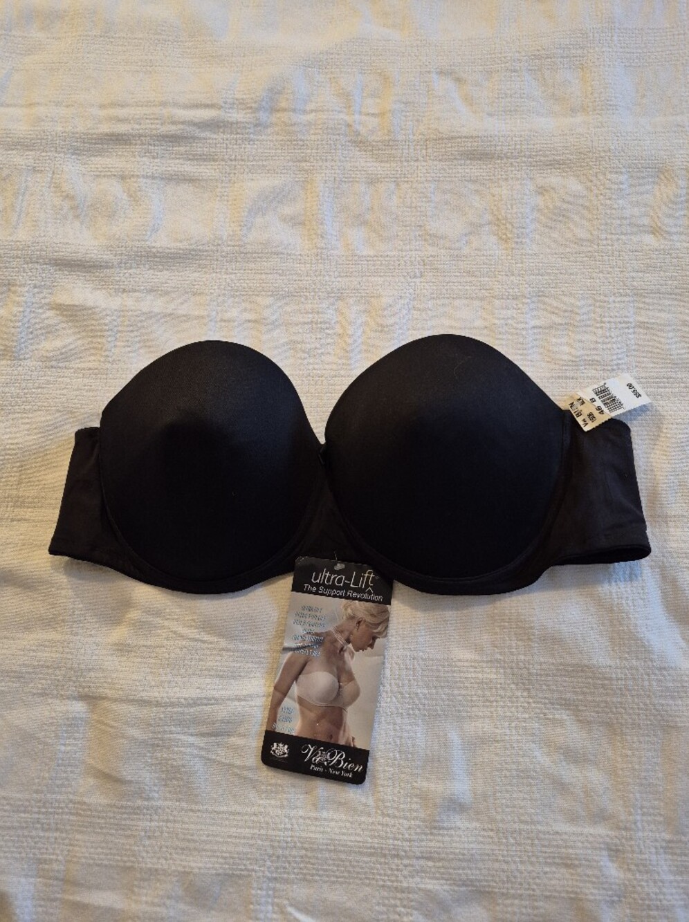 Va Bien women's 46B ultra lift black strapless bra NWT